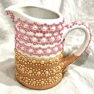 PITCHER ARTS & CRAFTS handcrafted embellished/bedazzled miniature 3x4pitcher NWT